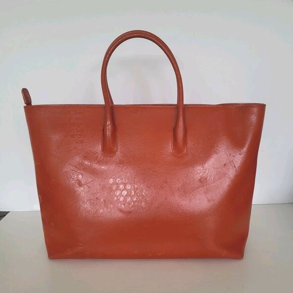 Furla Red Large Tote Purse Bag Handbag Geniue Leather Italian Fair - Picture 2 of 14